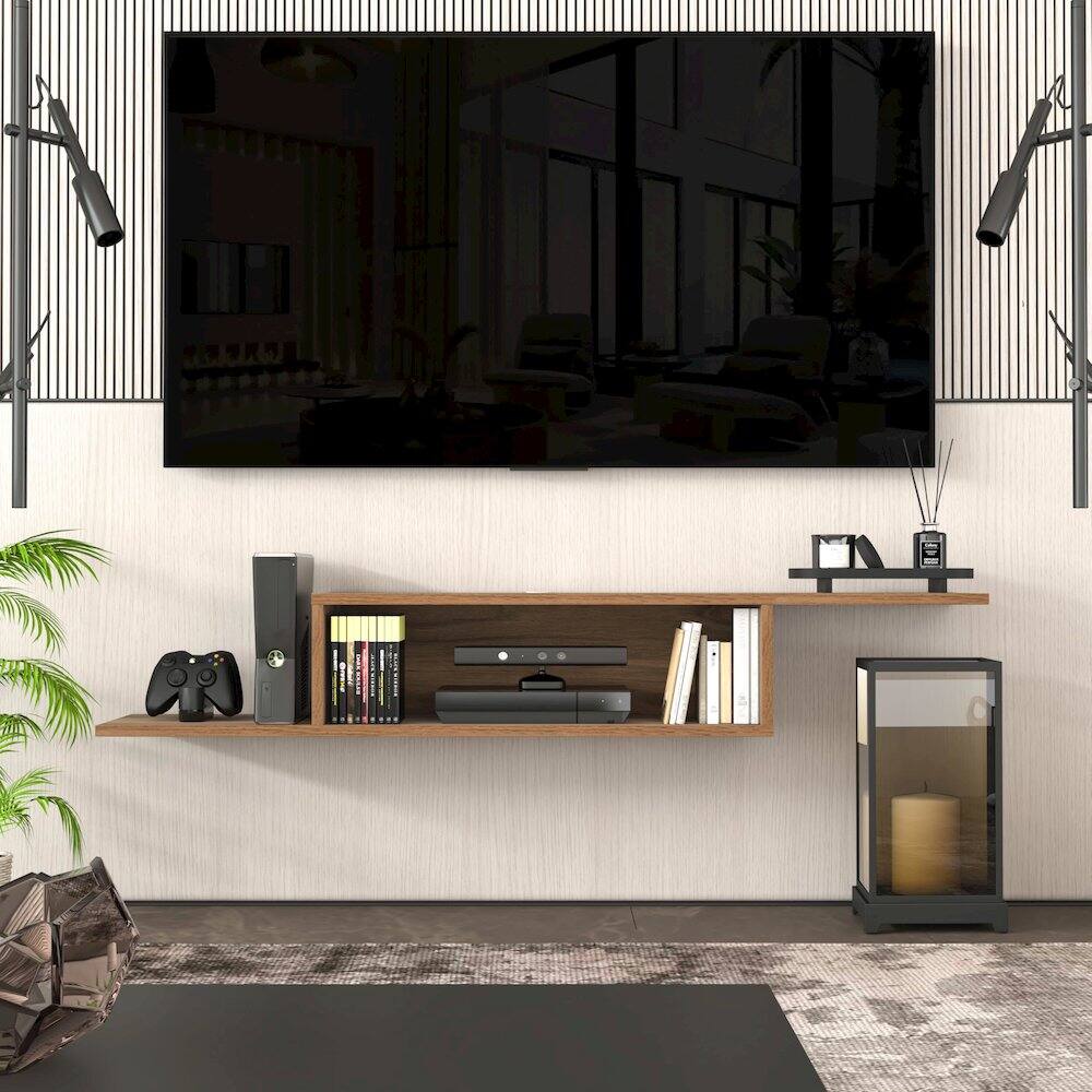 Alt View 1. Atelier Mobili - Floating TV Stand for Up to 65 Inch TVs – Wall Mounted Floating Shelf - Black.