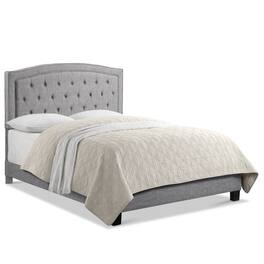 Boyel Living - Curved Button Tufted Upholstered Bed with Solid Wood Frame - Light Gray