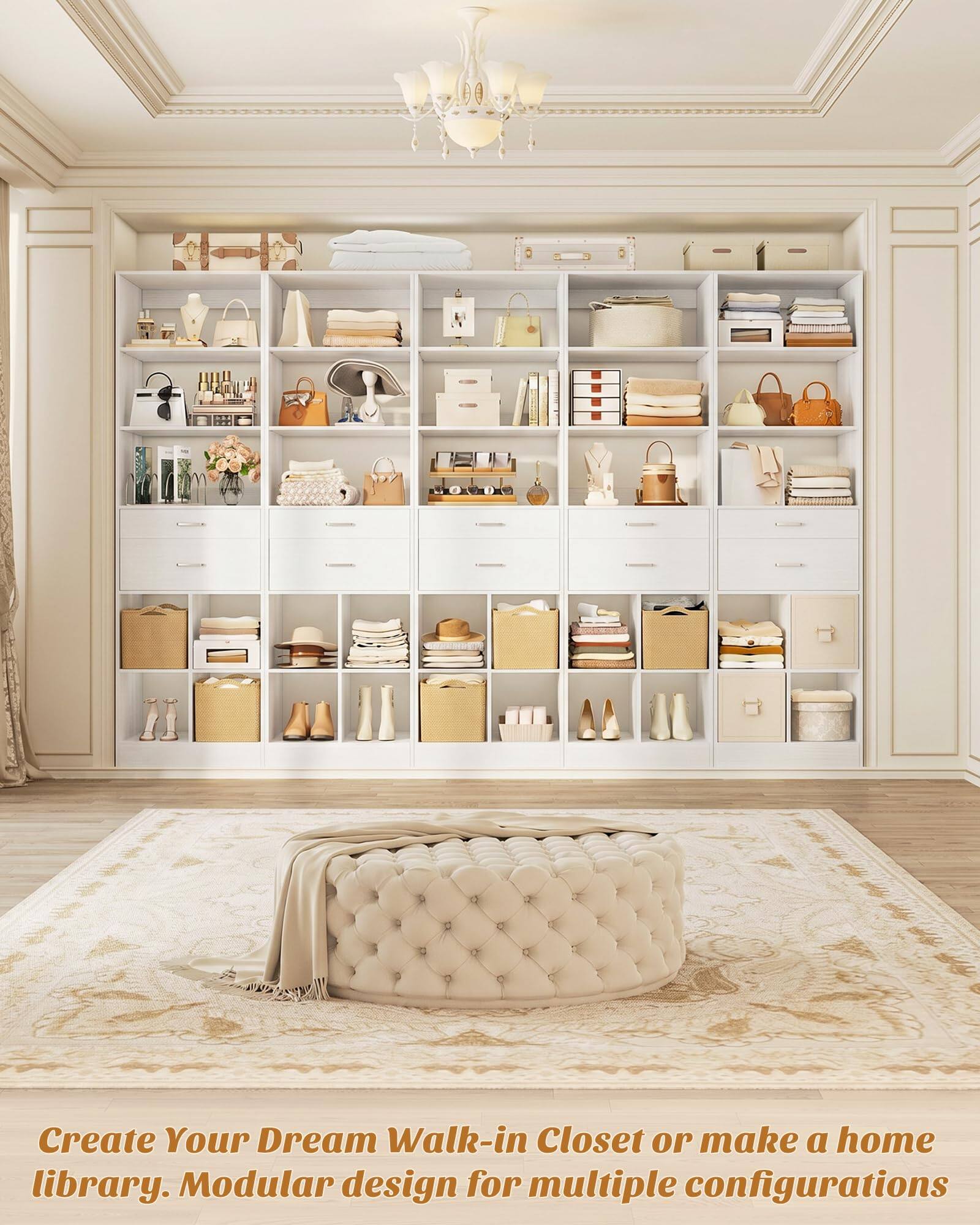 Create Your Dream Walk-in Closet or make a home library. Modular design for multiple configurations