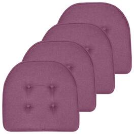 Sweet Home Collection - Solid Color U Shaped Memory Foam 17" x 16" Chair Cushions, 4-Pack - Purple