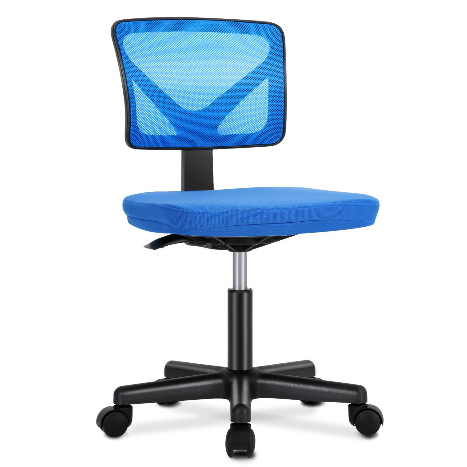 Front. Sweetcrispy - Ergonomic Low-Back Mesh Armless Swivel Office Chair, Adjustable Modern Small Desk Chair for Home Office - Blue.