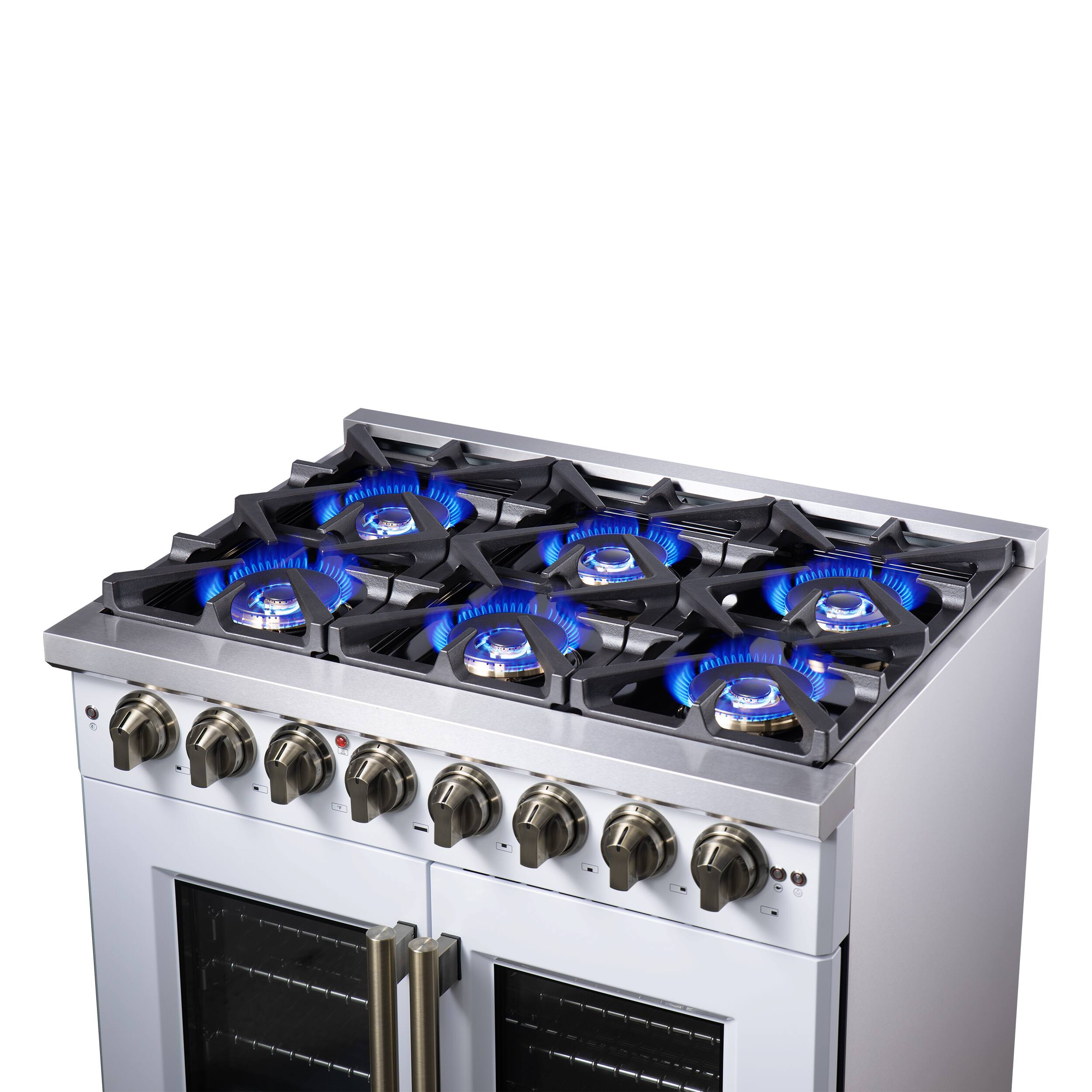 Alt View 6. Forno Appliances - Capriasca 5.36 Cu. Ft. Dual Fuel Range with French Door Design - White.