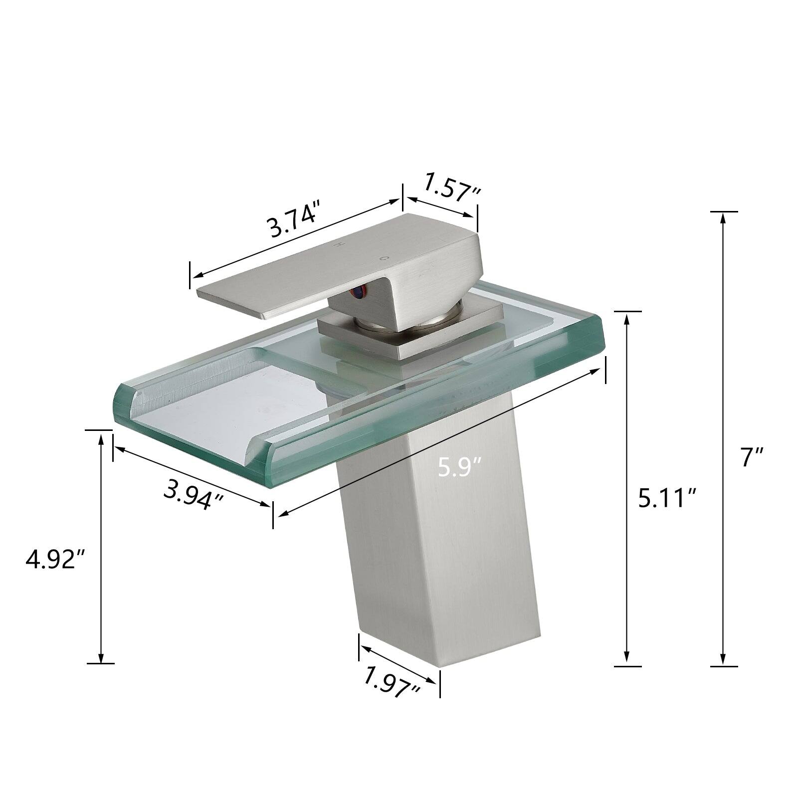 3.74"  
1.57"  
3.94"  
5.9"  
5.11"  
7"  
4.92"  
1.97"