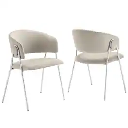 Nella Upholstered Performance Velvet Dining Chair Set of 2 by Modway - Silver