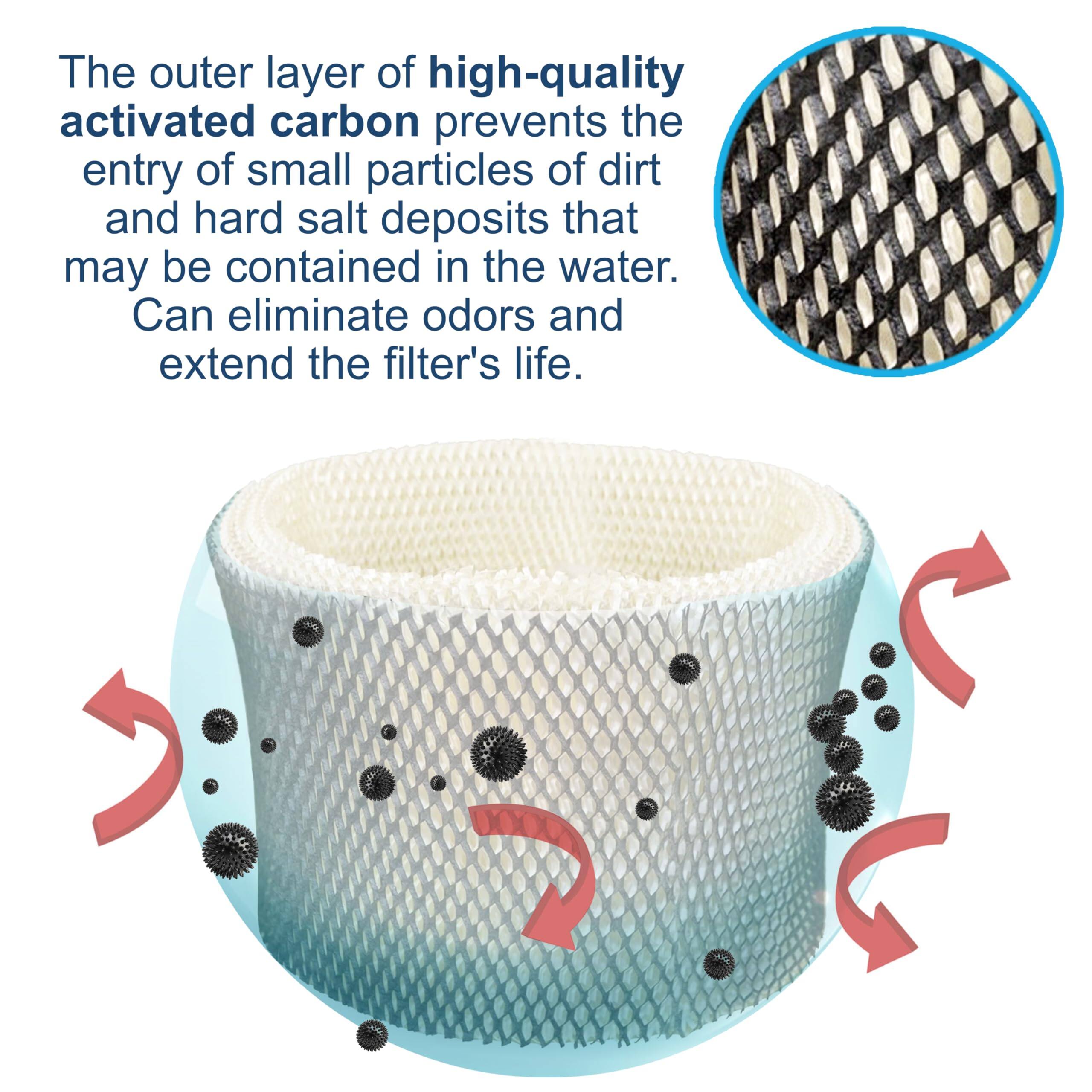 The outer layer of high-quality activated carbon prevents the entry of small particles of dirt and hard salt deposits that may be contained in the water. Can eliminate odors and extend the filter's life.