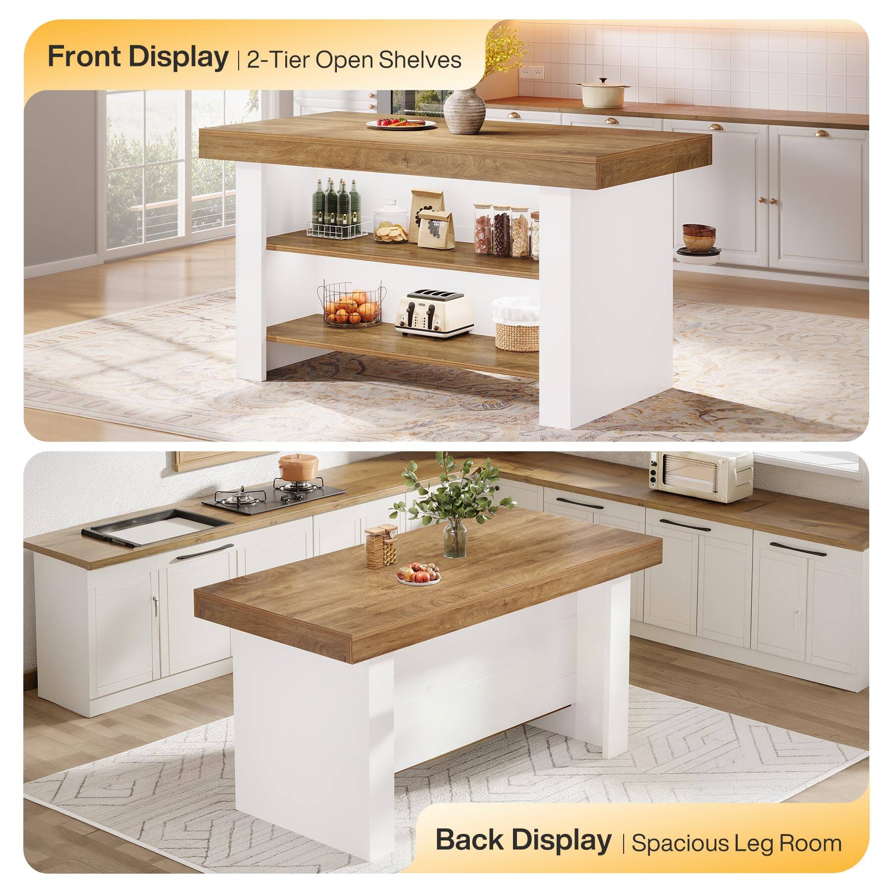 Front Display | 2-Tier Open Shelves

Back Display | Spacious Leg Room