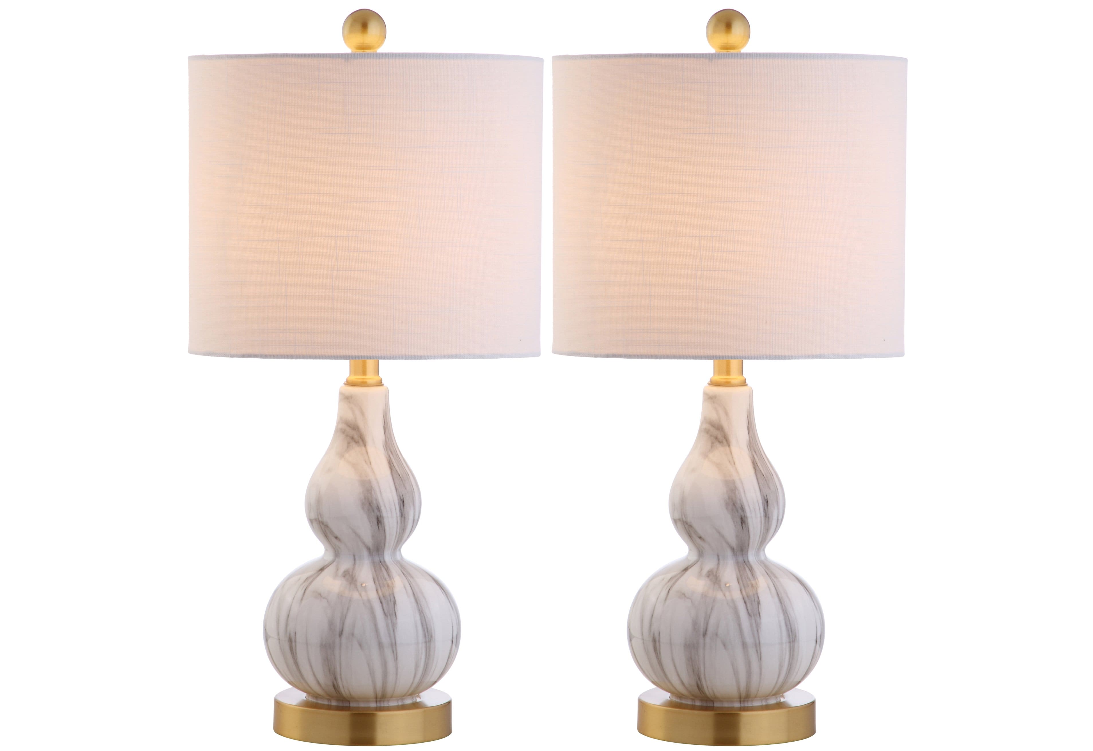 Jonathan Y - Anya 20.5" Mini Glass Table Lamp, (Set of 2) - Black/White