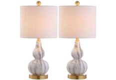 Front. Jonathan Y - Anya 20.5" Mini Glass Table Lamp, Black/White (Set of 2) - Black/White.