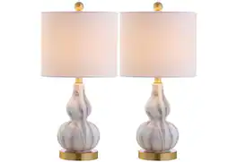 Jonathan Y - Anya 20.5" Mini Glass Table Lamp, (Set of 2) - Black/White