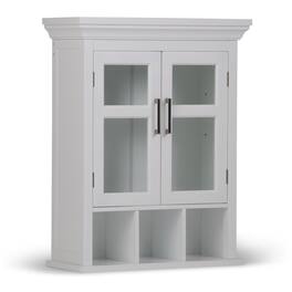 Simpli Home - Avington 30 inch H x 23.6 inch W Two Door Wall Bath Cabinet with Cubbies - Pure White