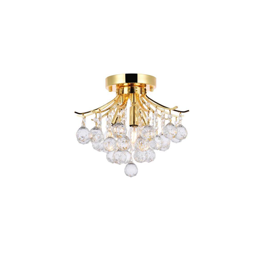 Alt View 6. Elegant Lighting - Toureg 3 light Gold Flush Mount Clear Royal Cut Crystal - Gold.