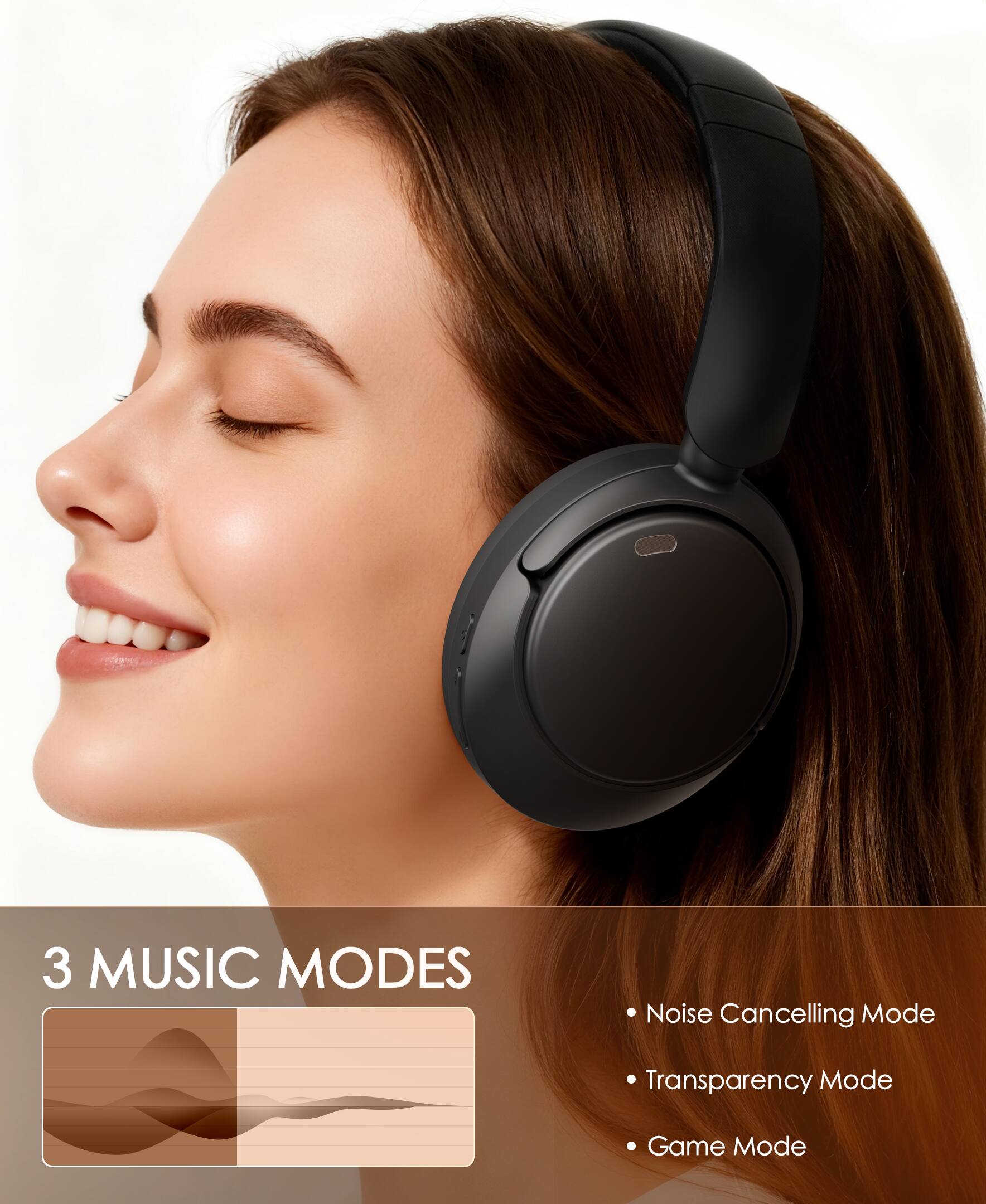 3 MUSIC MODES

- Noise Cancelling Mode
- Transparency Mode
- Game Mode