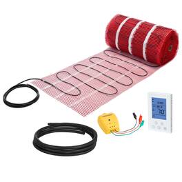 VEVOR - 150 sqft Self-Adhesive Mesh Floor Heating Mat System, 120V Electric Radiant Heated Floor System - Black