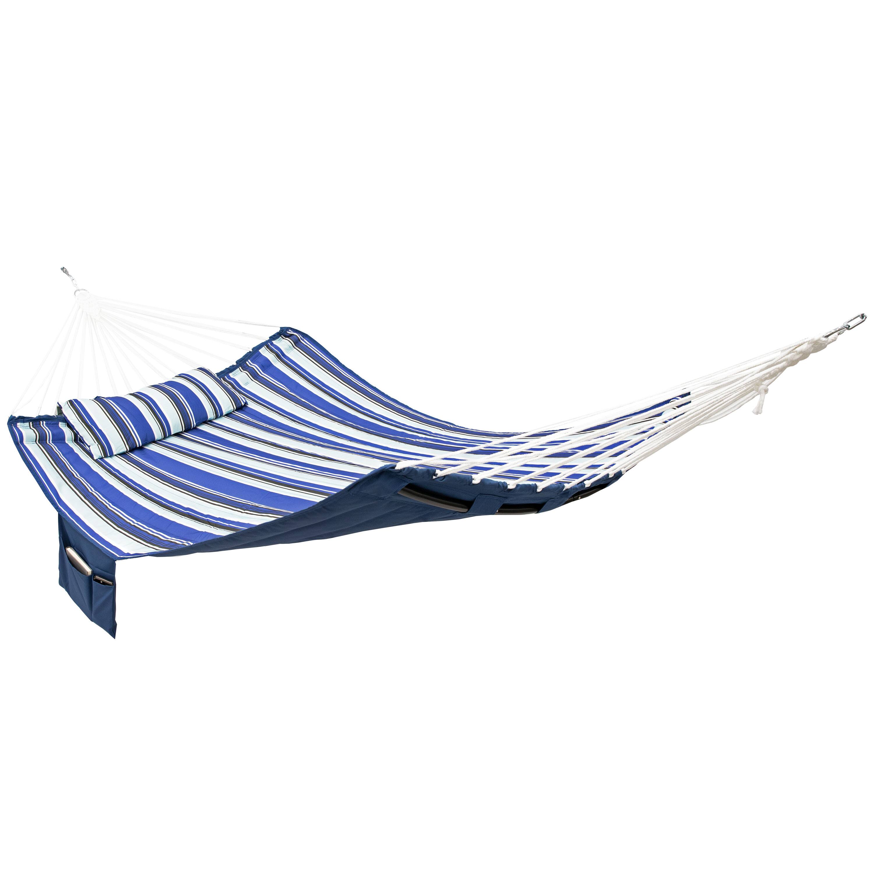 Alt View 7. Sunnydaze - Metal Spreader Bar Hammock with Pillow - Catalina Beach.