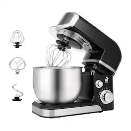 GlowWise - Household Stand Mixers 3.2Qt Stand Mixer - 6-Speed Compact & Lightweight with Whisk, Dough Hook, Flat Beater - Black