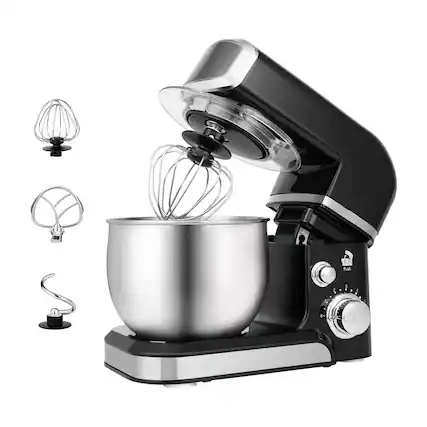 Front. GlowWise - Household Stand Mixers 3.2Qt Stand Mixer - 6-Speed Compact & Lightweight with Whisk, Dough Hook, Flat Beater - Black.