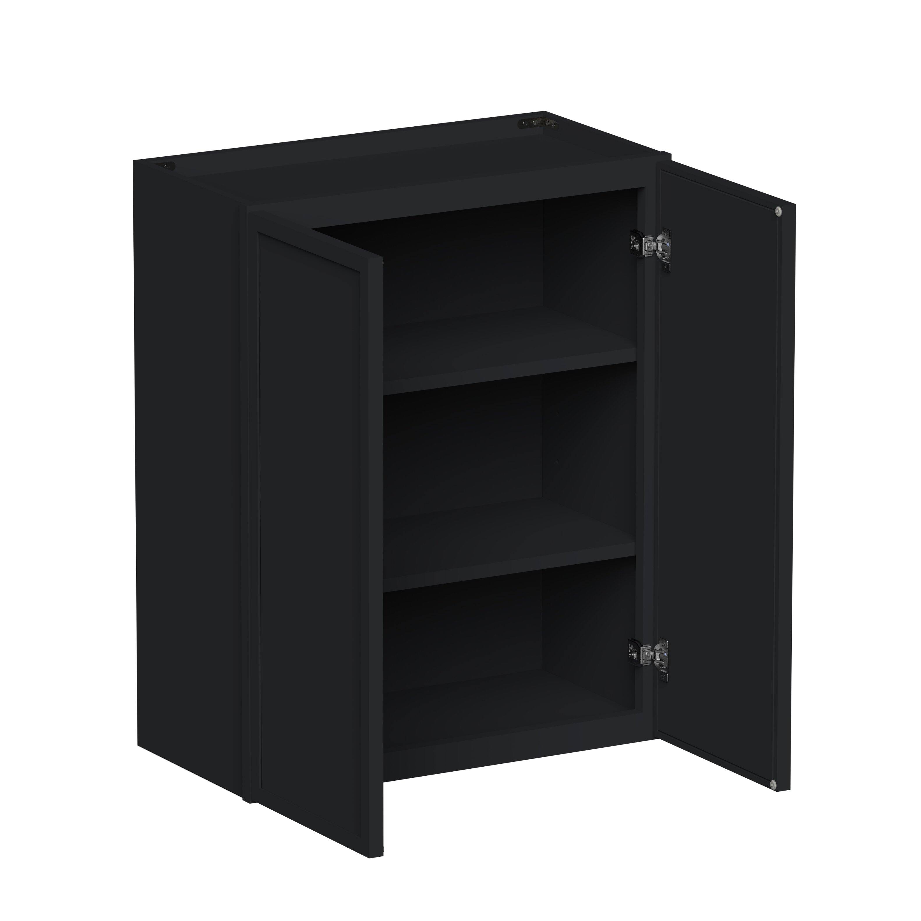 Angle. Boyel Living - 24-in W x 30-in H x 12-in D Shaker RTA Kitchen Wall Cabinet with Soft-Close - Black.