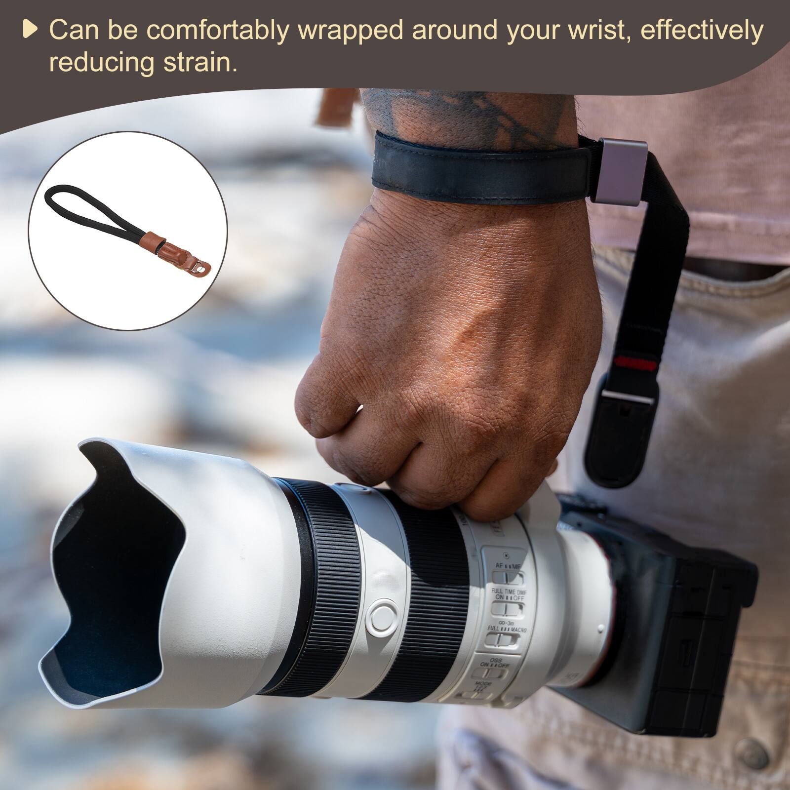 Can be comfortably wrapped around your wrist, effectively reducing strain.