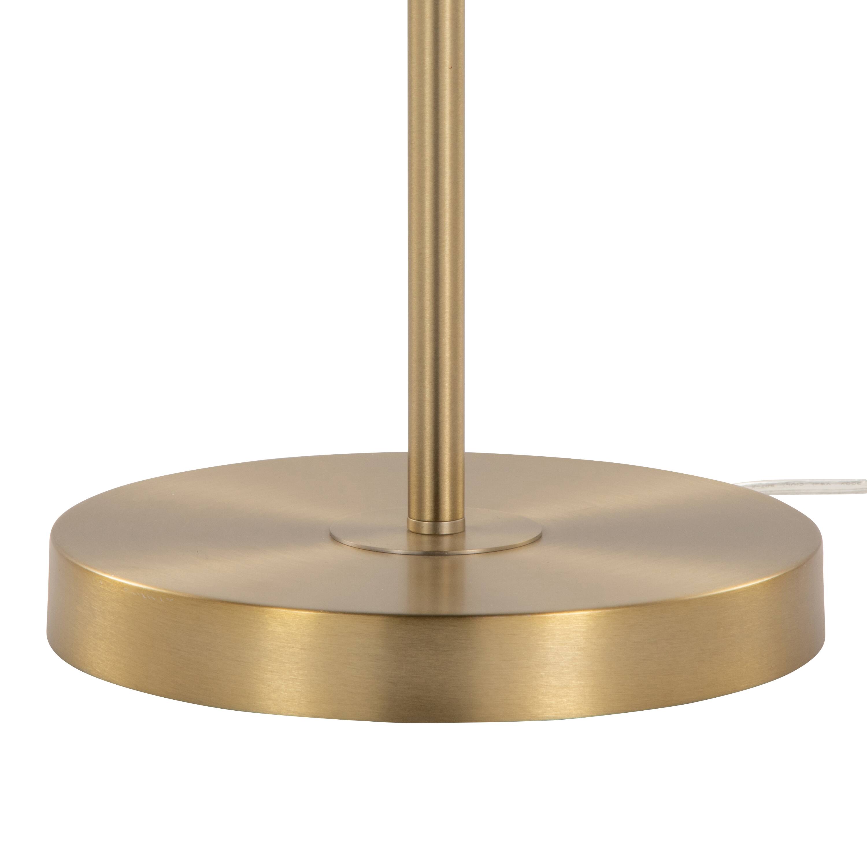 Back. Loheer - Loheer 62 Inch Contemporary Gold Metal Floor Lamp with White Linen Shade Modern Standing Light for Living Room - Gold.