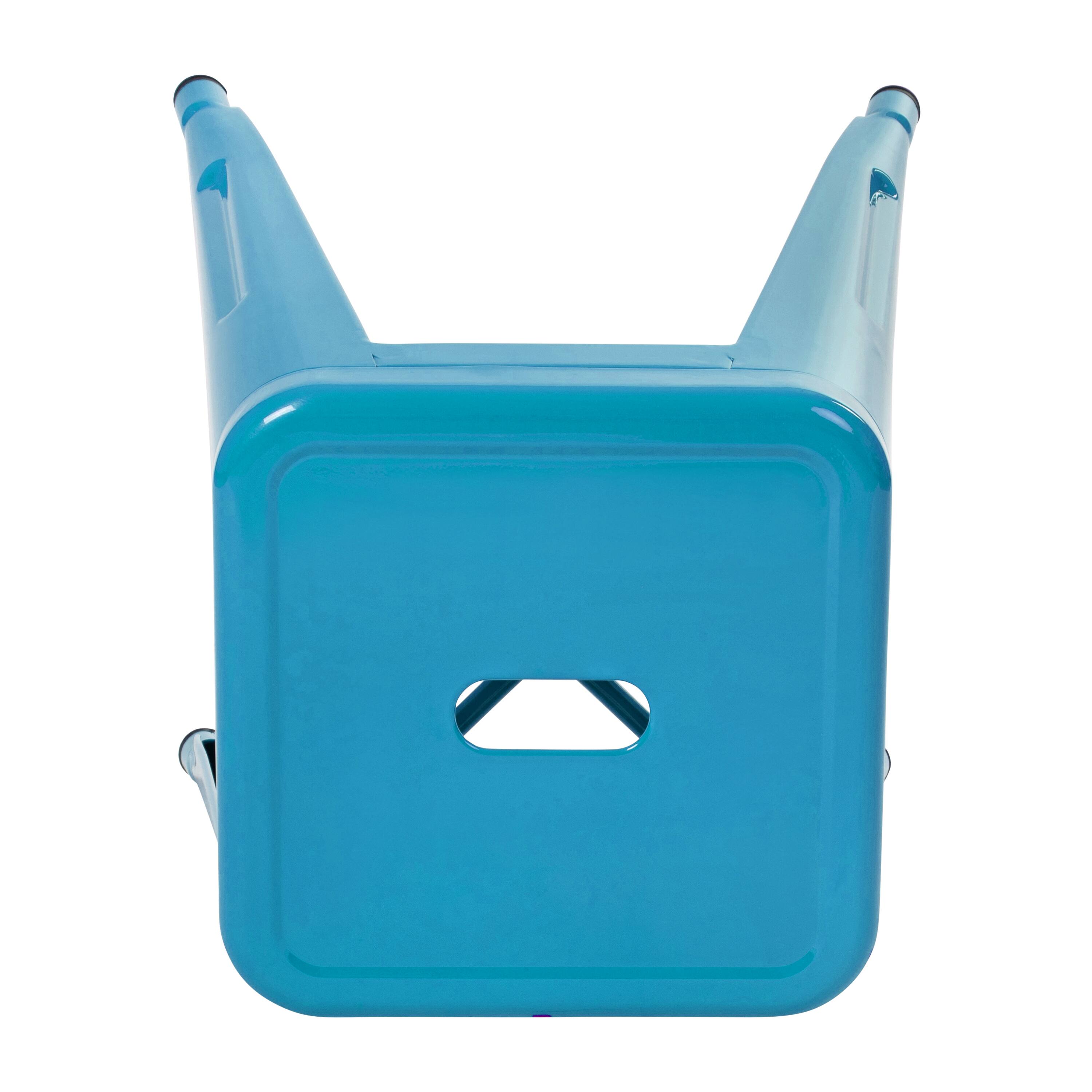 Alt View 7. Emma + Oliver - 18 Inch Table Height Indoor Stackable Metal Dining Stool-Set of 4 - Teal.