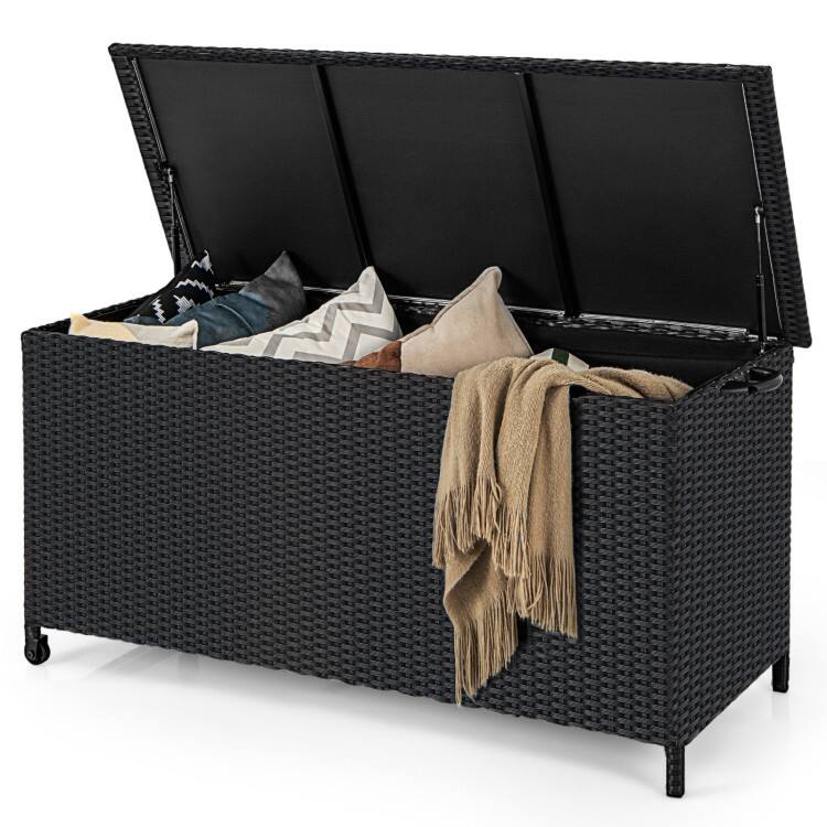 Alt View 4. Mondawe - 85 Gal Indoor Outdoor Storage Container with Waterproof Liner and Wheels - Black.