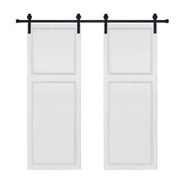 Boyel Living - Double Barn Sliding Door 84-in L x 0.75-in W x 72-in H with Complete Hardware Kit - Milk White