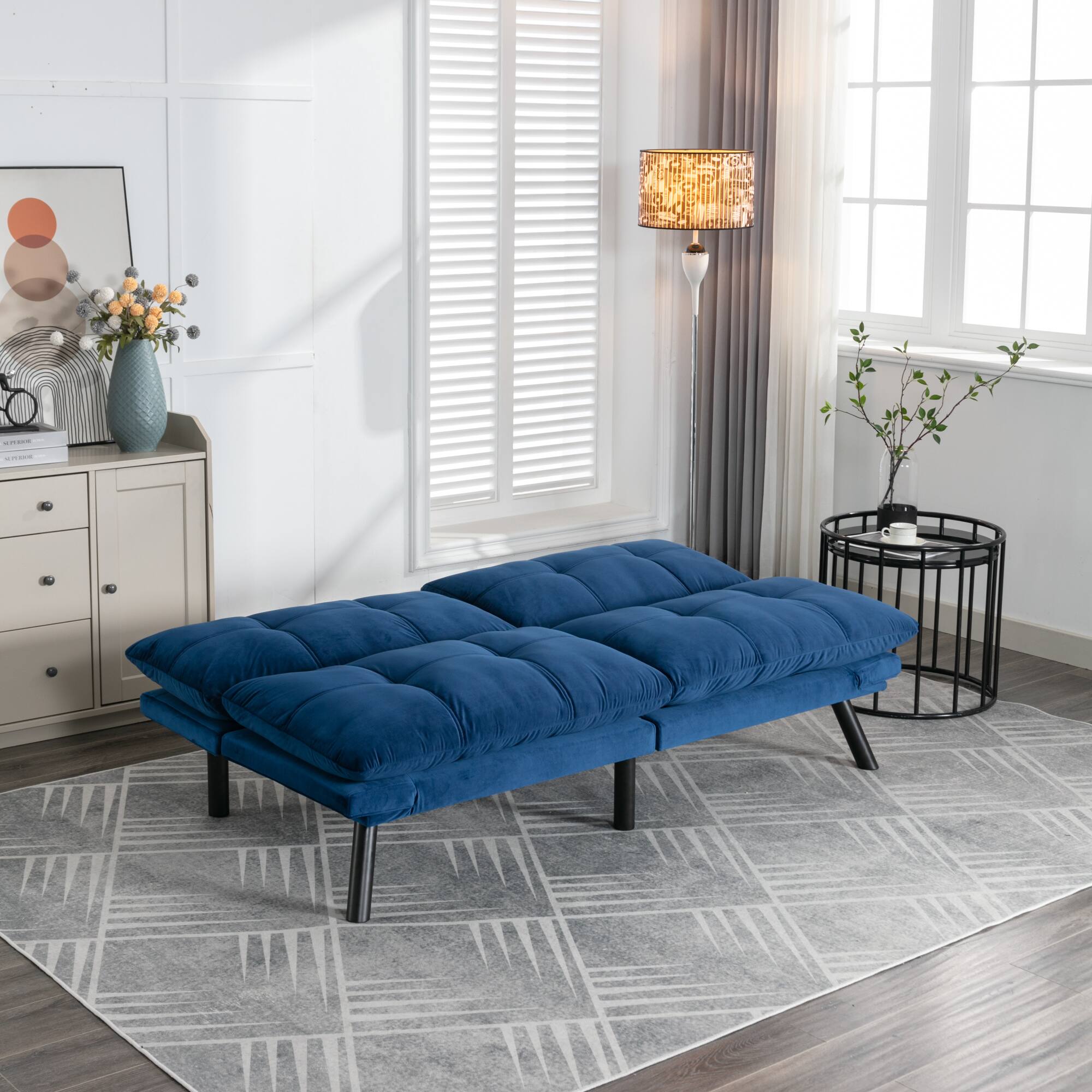 Alt View 7. GOODSILO - Convertible Folding Sofa Bed with Adjustable Armrests and Backrest for Small Spaces - Navy Blue.