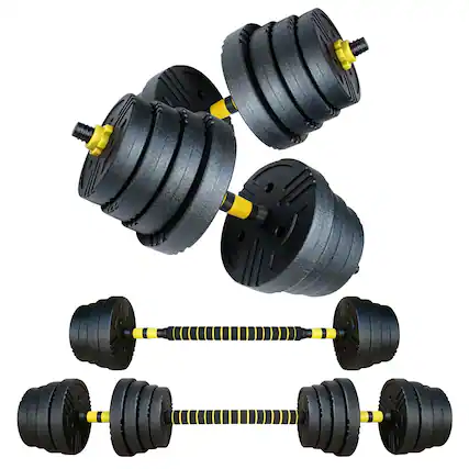 Front. Loheer - Loheer Adjustable Dumbbells 66 lb Set with Connector, 3 in 1 Dumbbell Barbell Set, Home Gym Weights - Black.