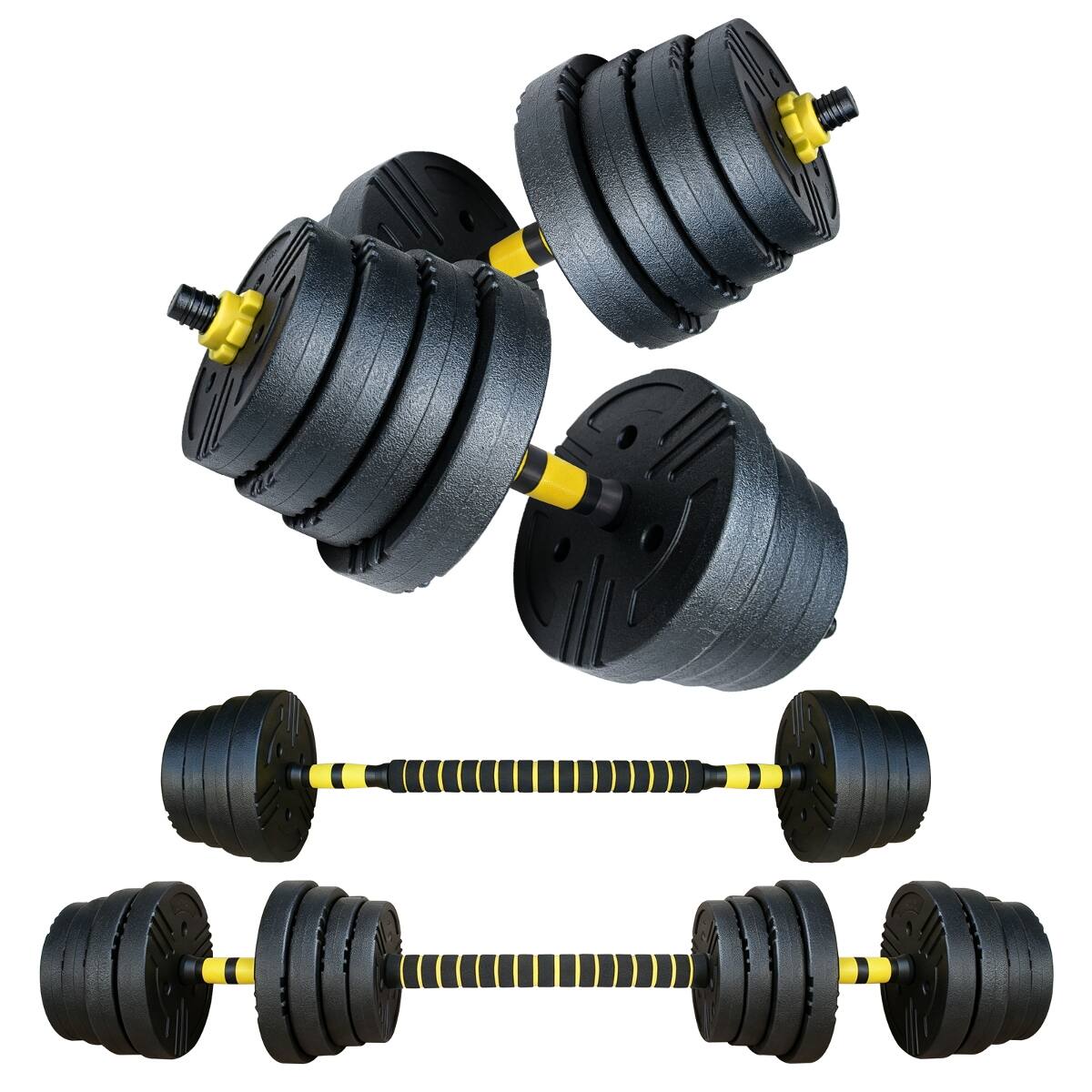 Front. Loheer - Loheer Adjustable Dumbbells 66 lb Set with Connector, 3 in 1 Dumbbell Barbell Set, Home Gym Weights - Black.