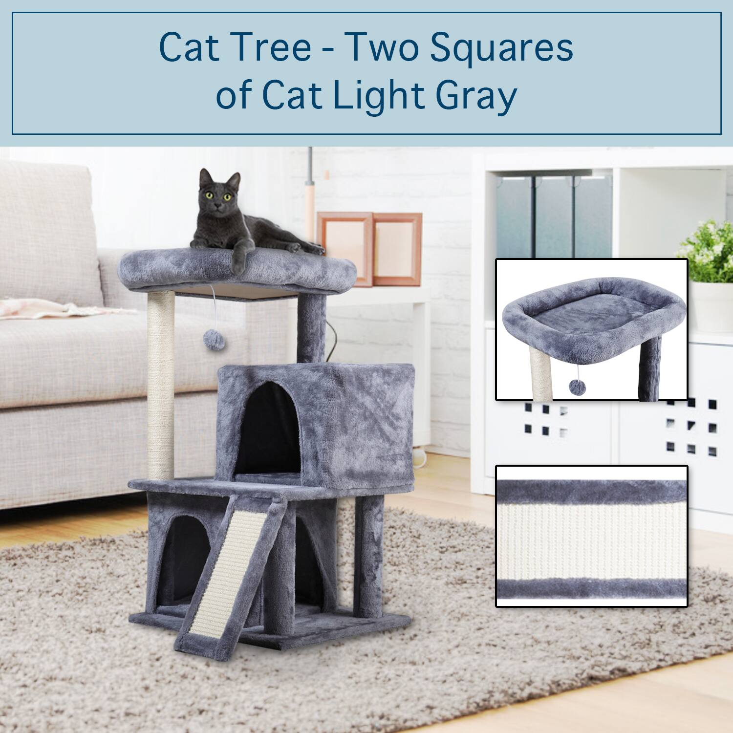 Cat Tree - Two Squares of Cat Light Gray