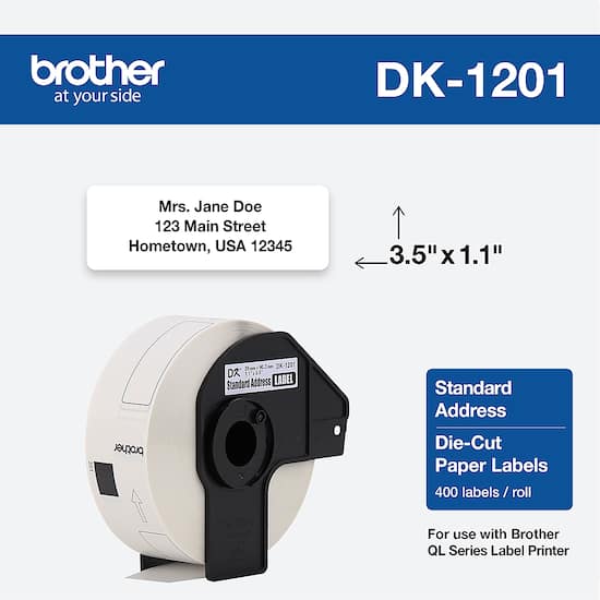 Brother DK-1201 1.1 in x 3.5 in (29 mm x 90.3 mm) Standard ...