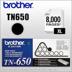 Front. Brother - TN650 High-Yield Toner Cartridge - Black.
