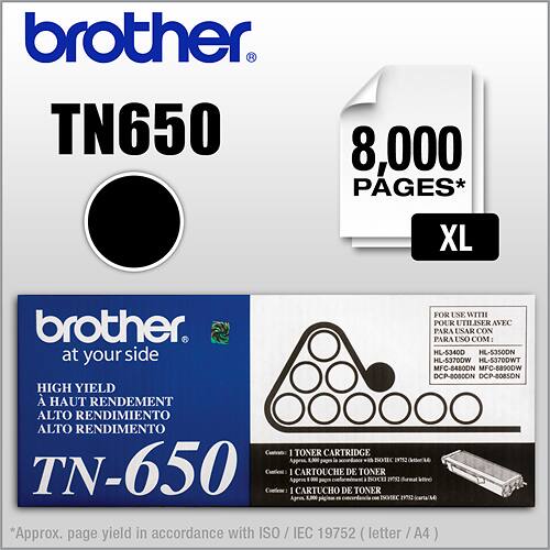 Front. Brother - TN650 High-Yield Toner Cartridge - Black.