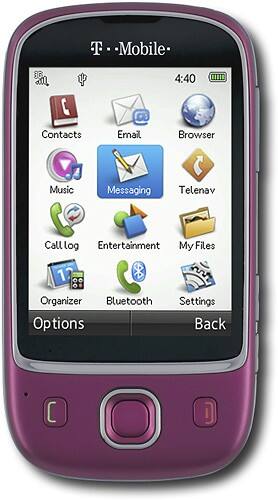 Front Standard. T-Mobile - Hauwei Tap 3G Mobile Phone - Purple.