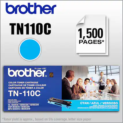 Front. Brother - TN110C Toner Cartridge - Cyan.