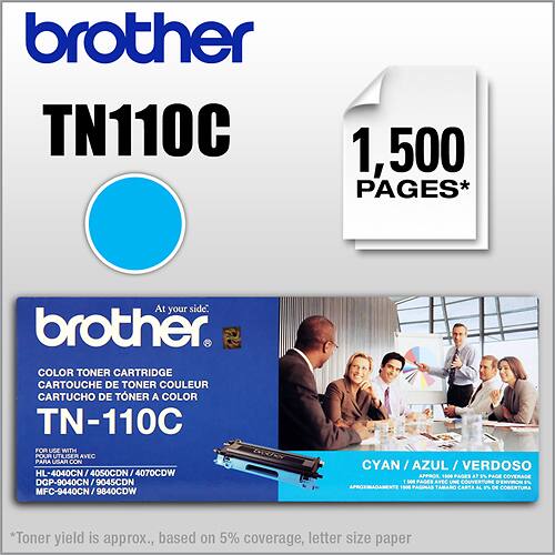 Front. Brother - TN110C Toner Cartridge - Cyan.