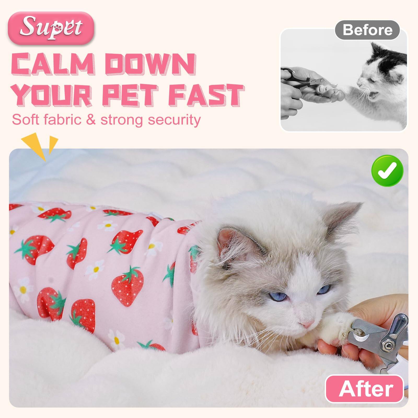 Supet  
CALM DOWN YOUR PET FAST  
Soft fabric & strong security  

Before  
After