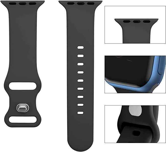 Left. Worryfree Gadgets - Worryfree Gadgets Silicone for Apple Watch 38/40/41mm iWatch Band Series 8 7 6 5 4 3 2 1 & SE - 38/40/41mm - Black - Black.