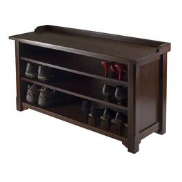 FurniFact - Antique Entryway Bench with Shoe Storage – Compact & Functional - Walnut