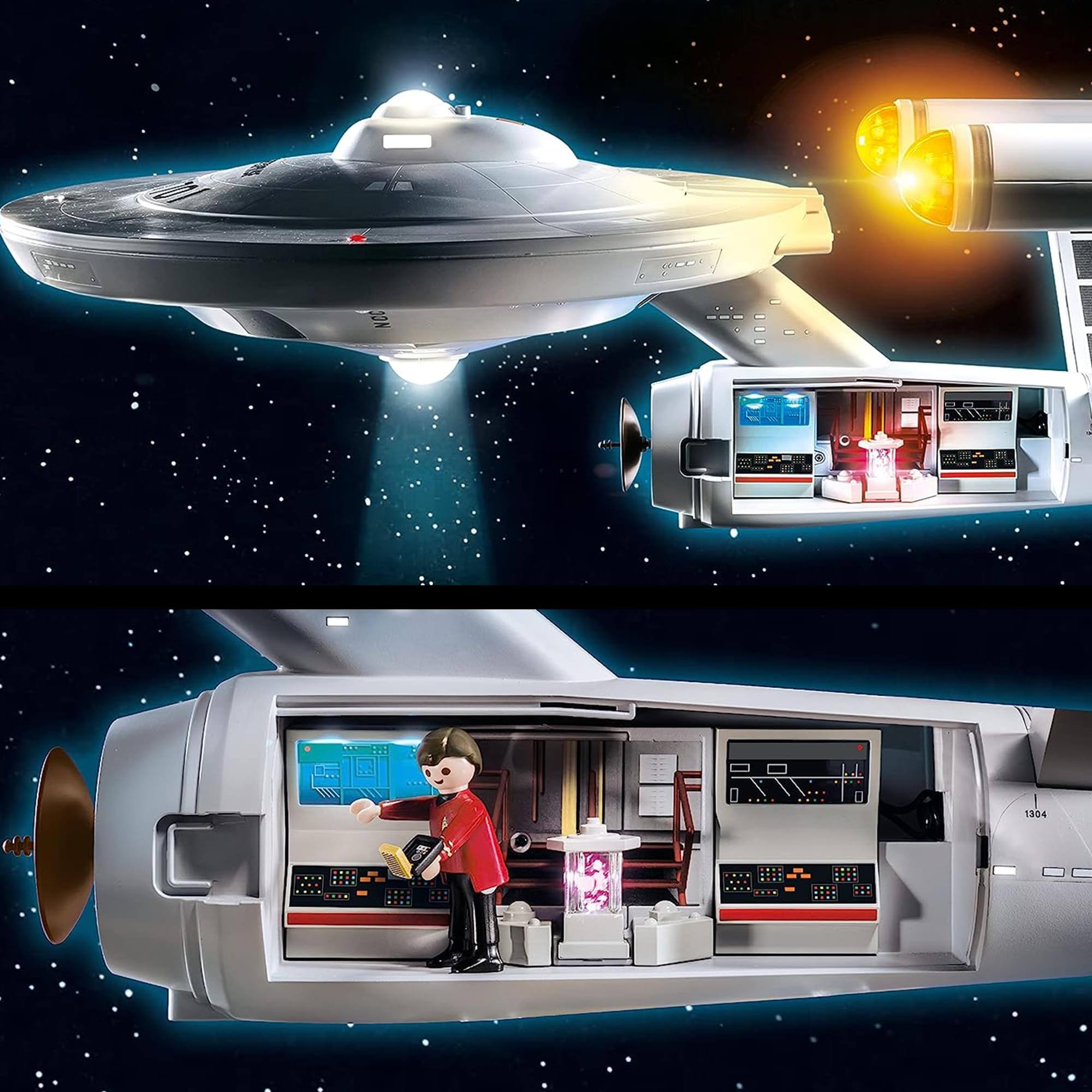 The text on the image reads:

- "1304" (located on the side of the spaceship in the bottom section)
- "1304" (located on the side of the spaceship in the top section)