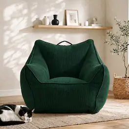 Vipbear - 36.2" W Bean Bag Sofa Chair for Adults, High Back Accent Chair with Armrests for Living Room/Bedroom/Apartment/Dormitory - Green