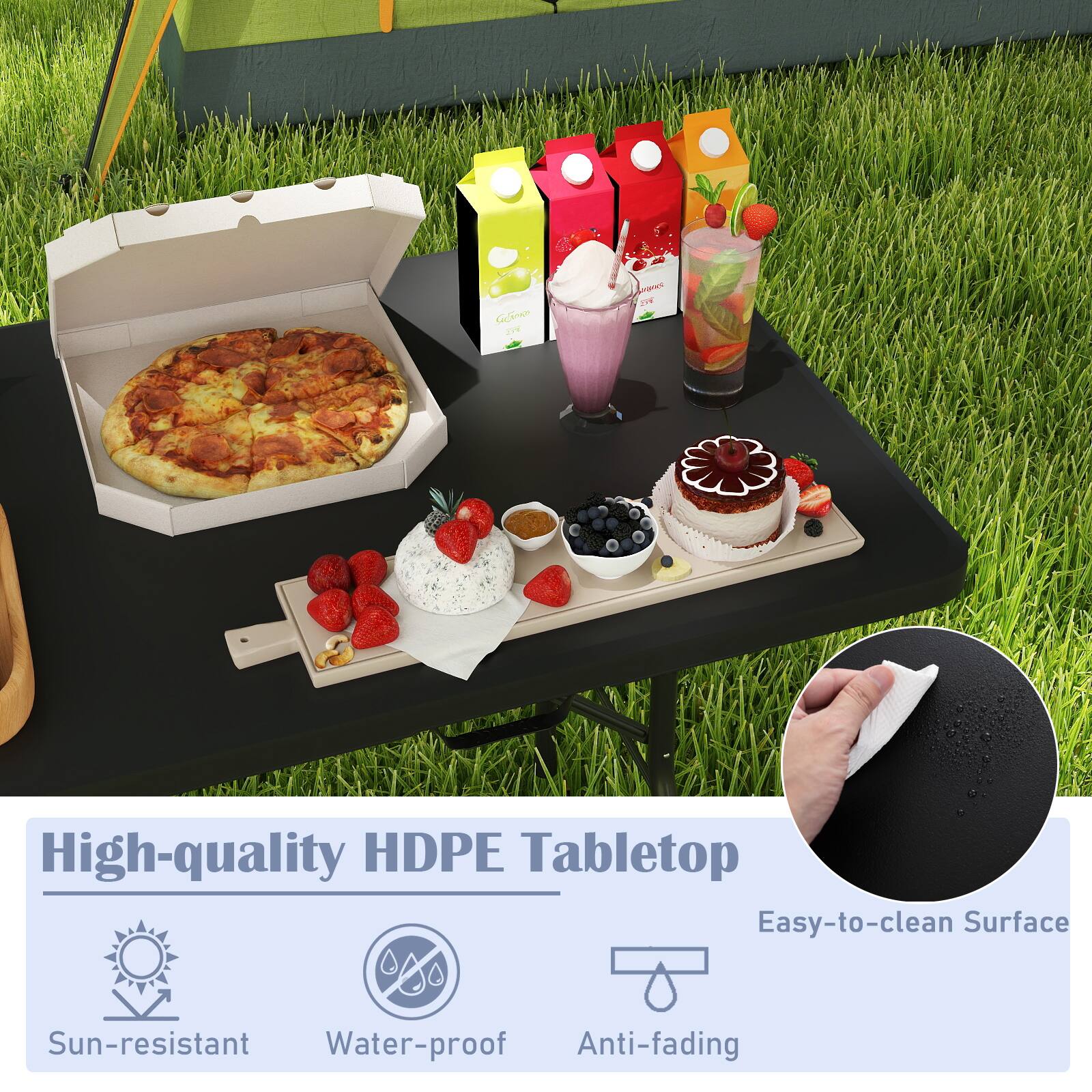 Gena name DN High-quality HDPE Tabletop  
Easy-to-clean Surface  
Sun-resistant  
Water-proof  
Anti-fading