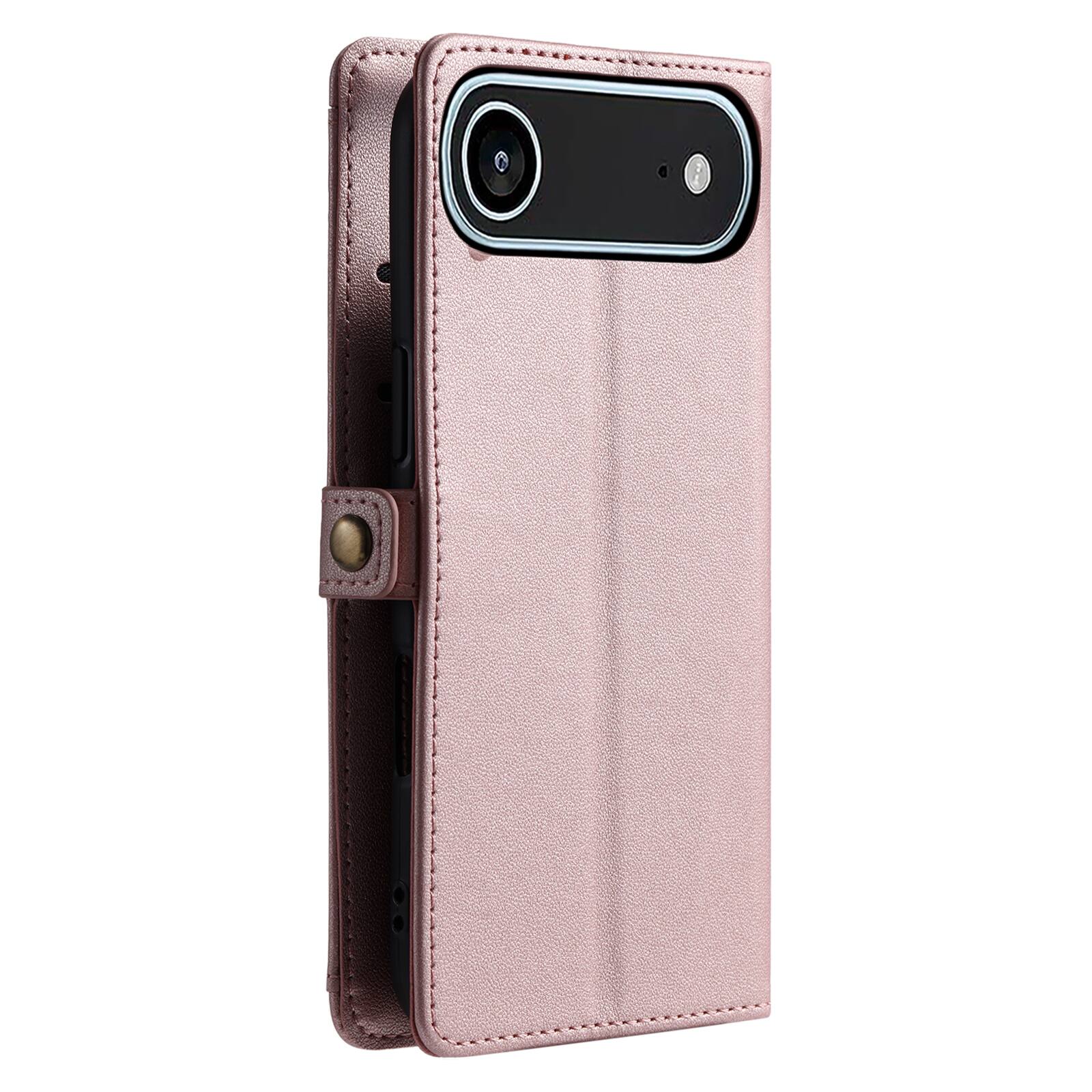 Alt View 5. Dteck - Foilo Wallet Case for Apple iPhone Air,Shockproof Card Holder PU Leather Magnetic Snap Phone Cover with Lanyard - Rosegold.
