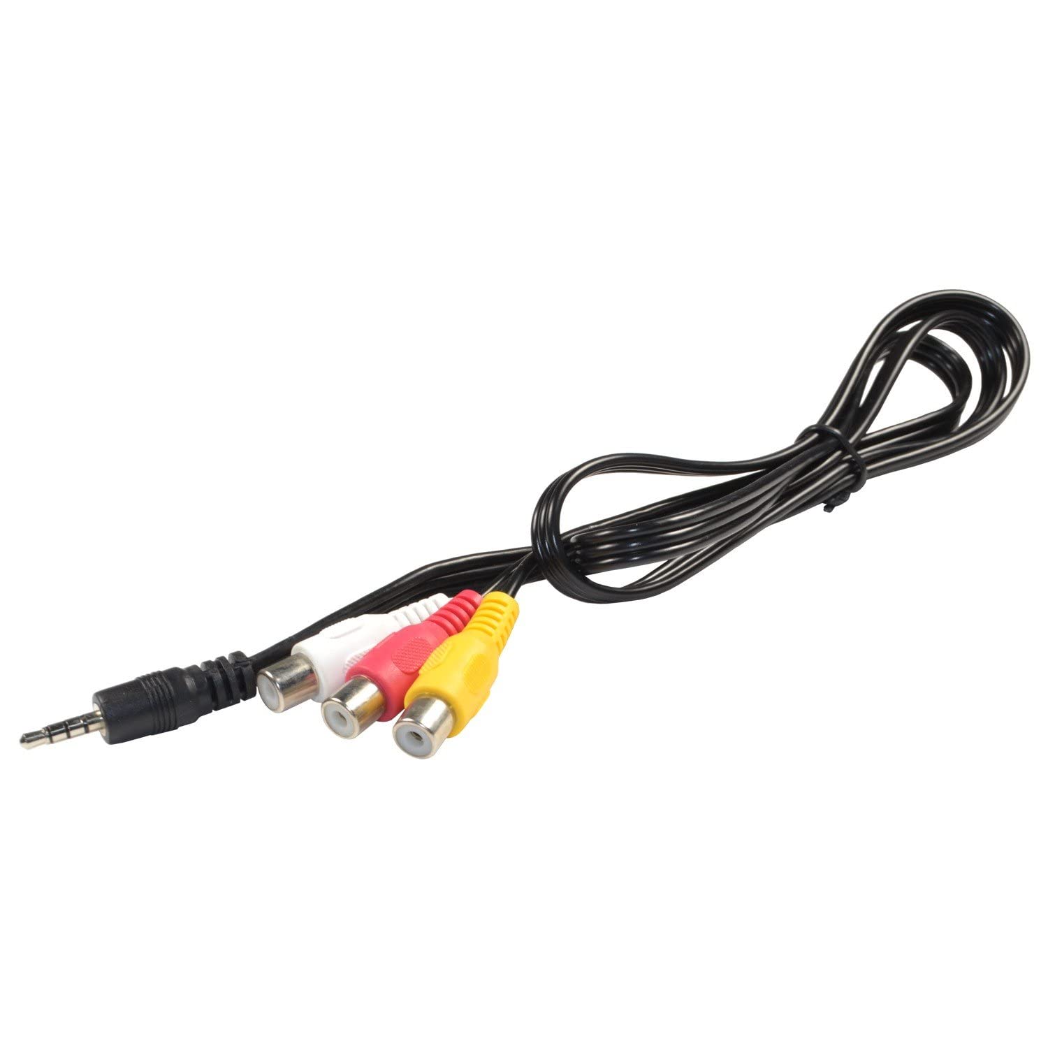 Angle. HQRP - 3.5 mm AUX to 3 RCA Female Composite A/V Adapter - Replacement CD-RM10 for Pioneer Head Units - Black.