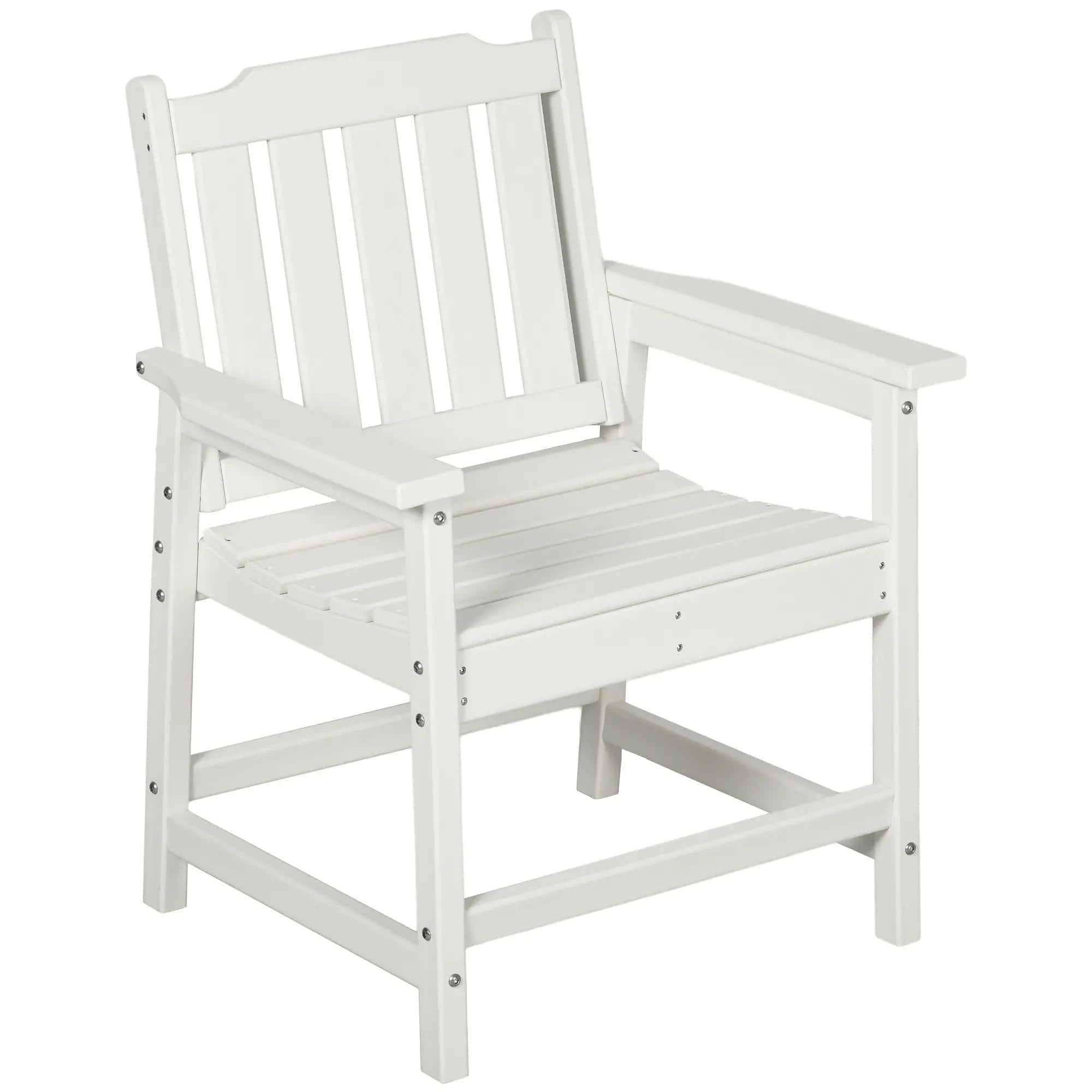Resenkos - HDPE Outdoor Dining Chair, Durable Wood-Like, Perfect for Garden, Deck, Porch, Heavy Duty, Weatherproof - White