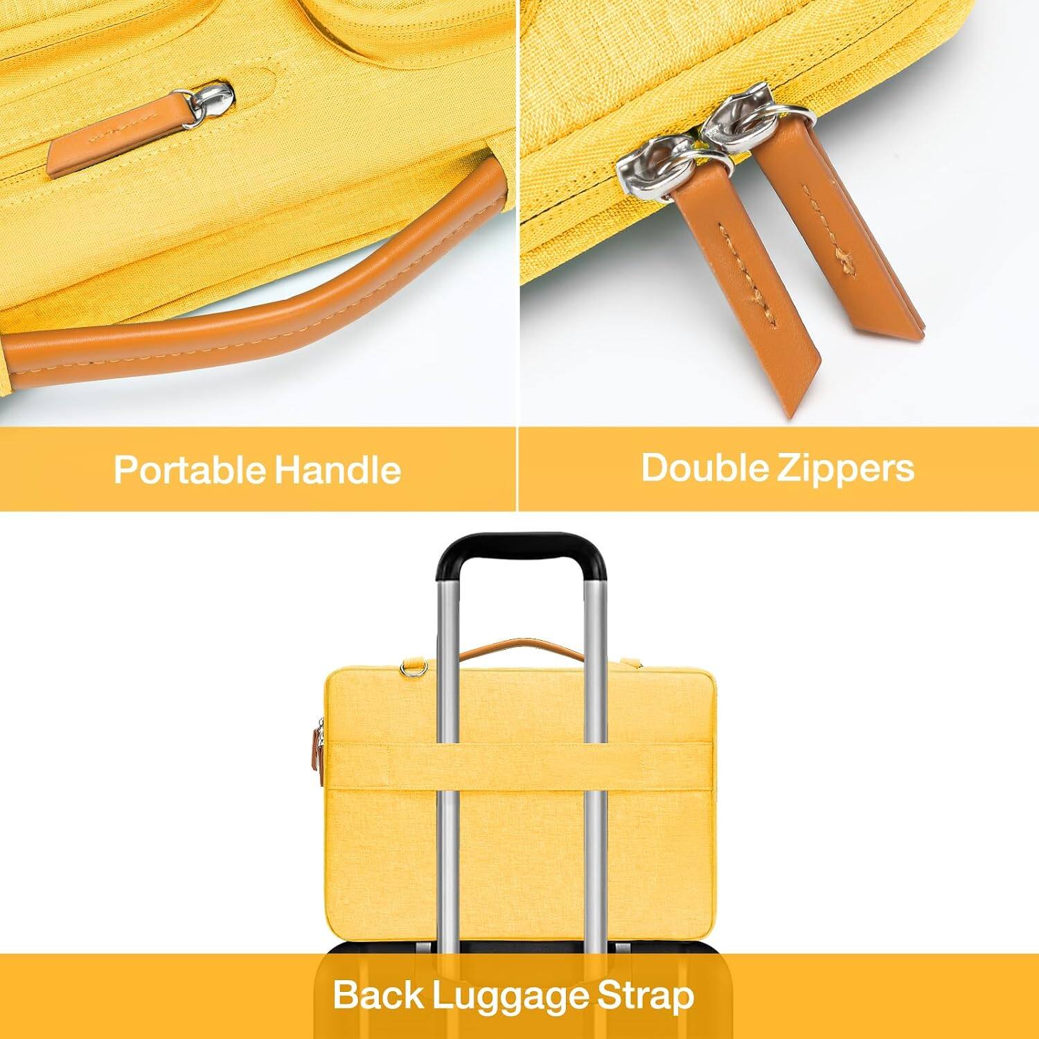 Portable Handle  
Double Zippers  
Back Luggage Strap
