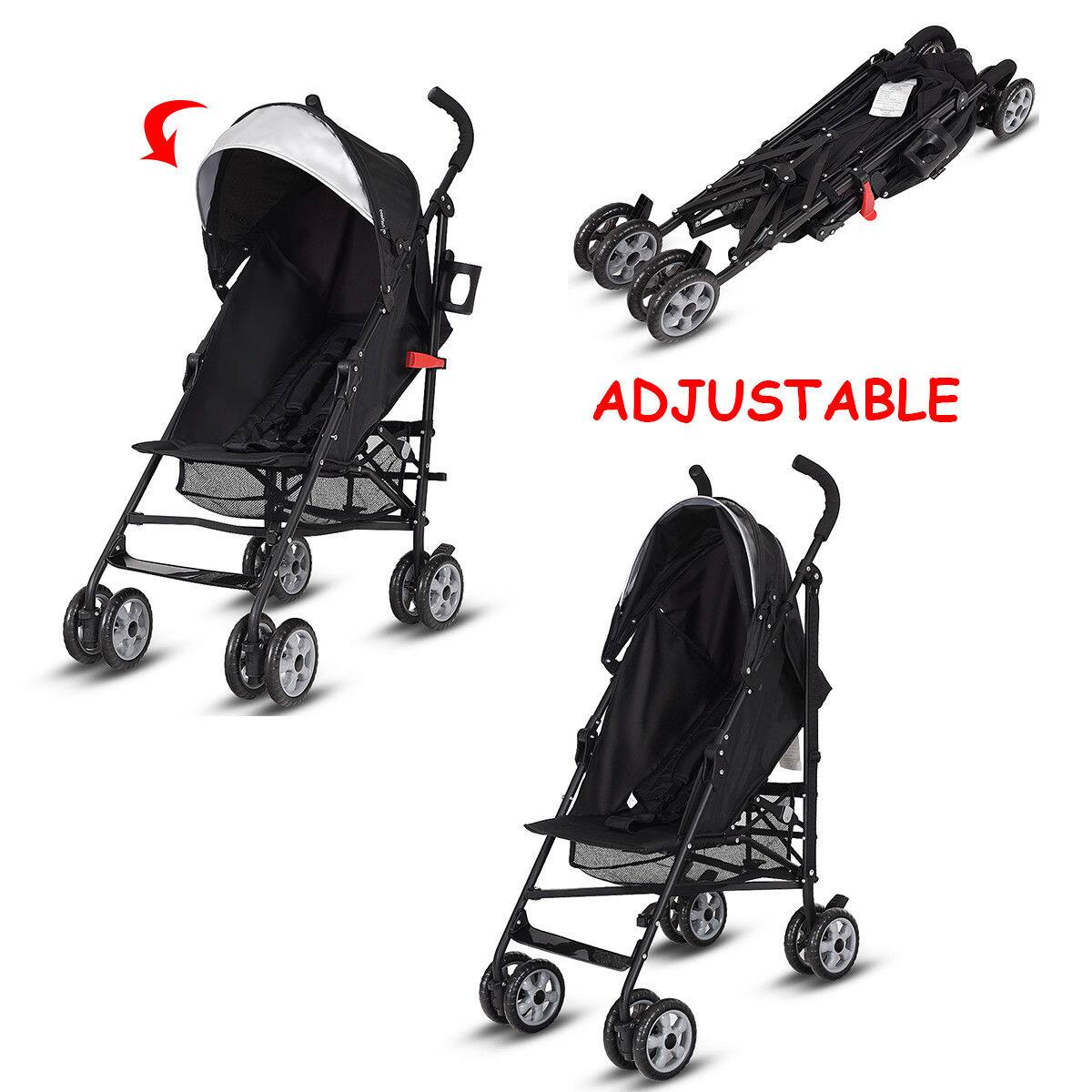 Alt View 6. Costway - Costway Folding Lightweight Baby Toddler Umbrella Travel Stroller with Storage Basket - Black.