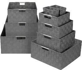 Sorbus - Weave Basket Bin Set Double Woven (9 Pack) - Gray