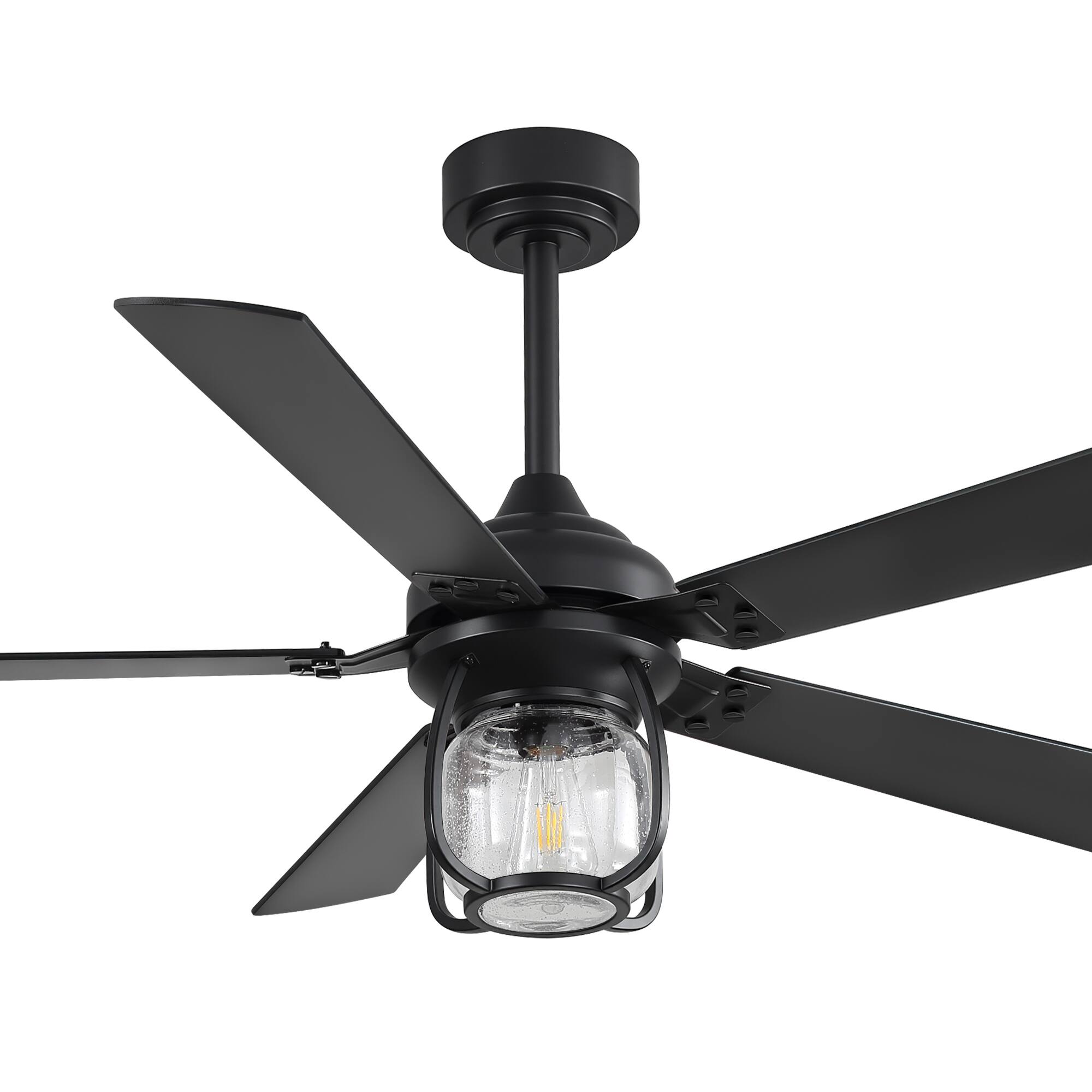 Alt View 10. Breezary - 52 Inch Ceiling Fan with Light, 5 Plywood Blades, Quiet DC Motor, Remote Control, 6 Speeds, 1/4/8H Timer - Black.