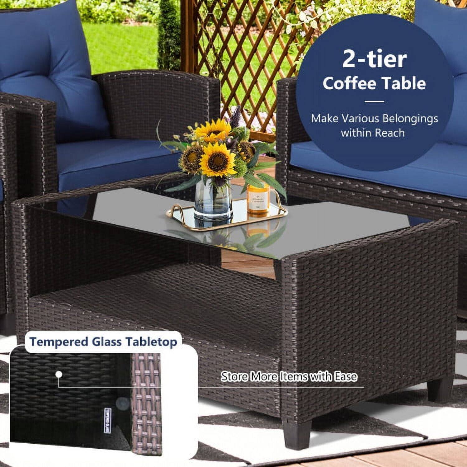 2-tier Coffee Table - Make Various Belongings within Reach  
Tempered Glass Tabletop  
Store More Items with Ease